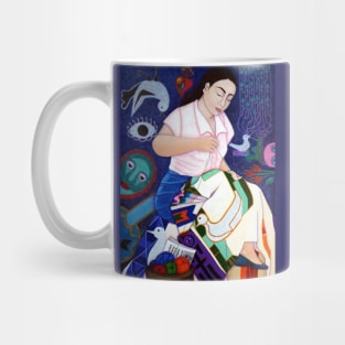 Violeta Parra embroidering the life Mug